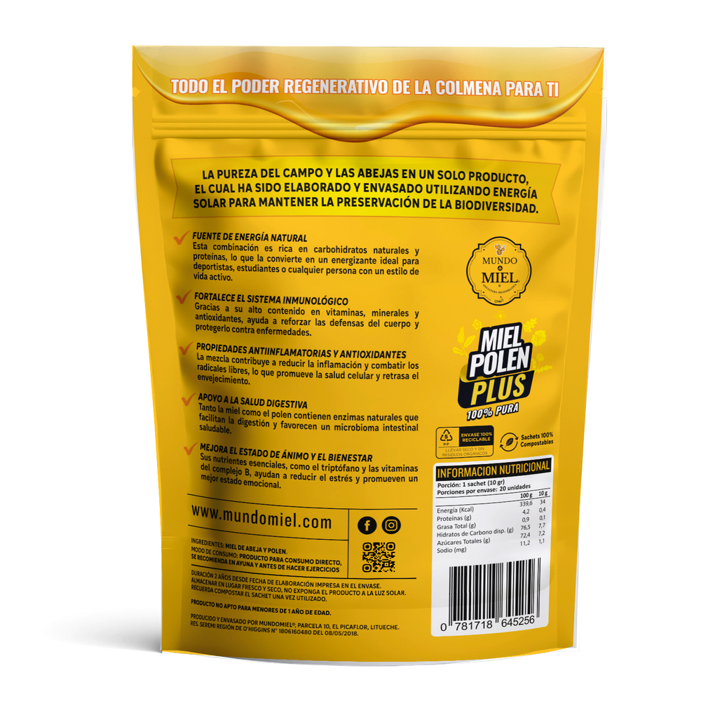 SACHET COMPOSTABLE MIEL + POLEN Doypack 20 unidades